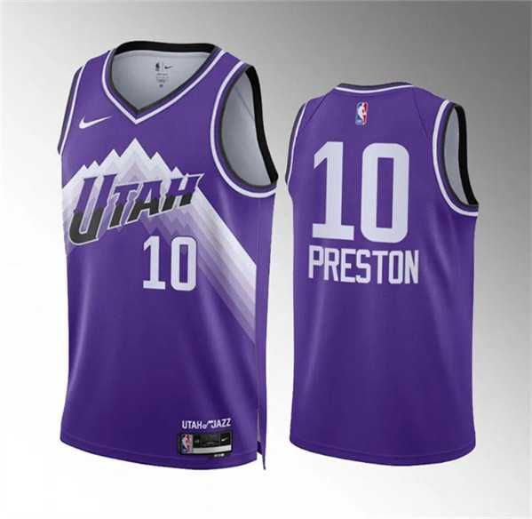 Mens Utah Jazz #10 Jason Preston Purple Classic Edition Stitched Basketball Jersey Dzhi